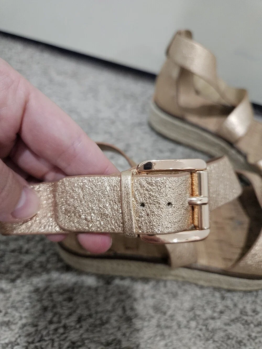 Michael Kors Rose Gold Metallic Platform Espadrille Sandals